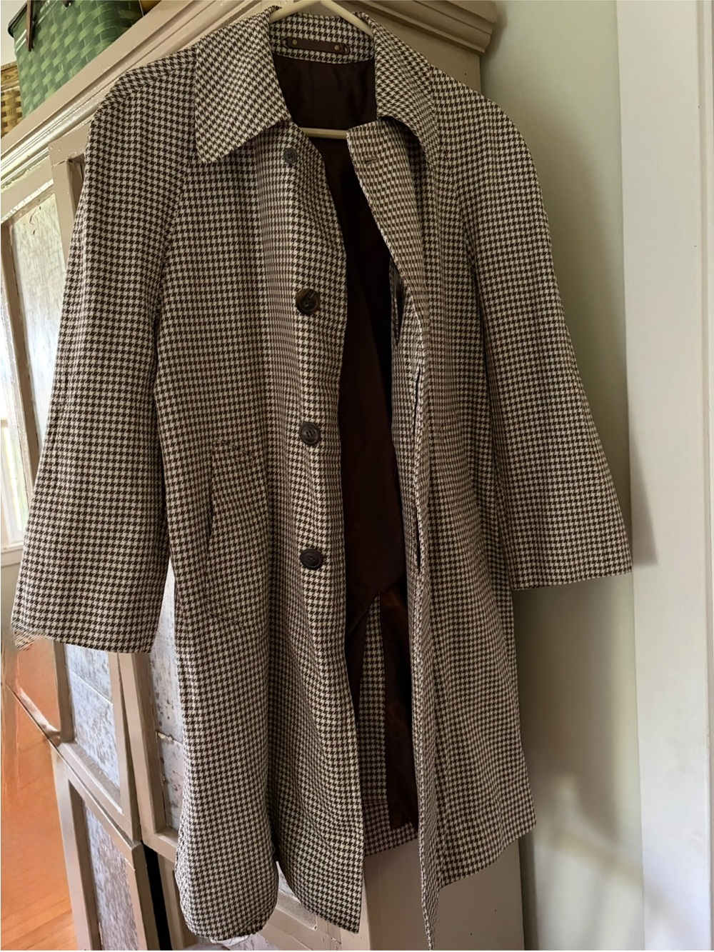 Vintage Lanvin Paris balmacaan trench car overcoat. Medium-large.